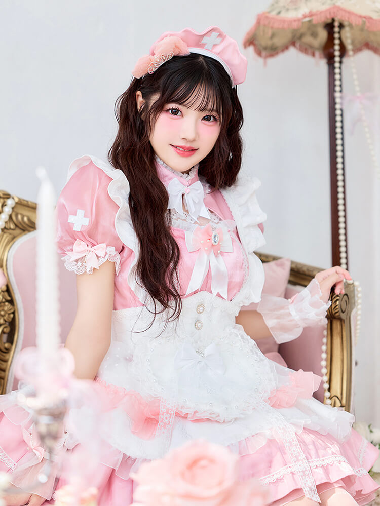 【即日発送】【iLiFE!真守みゅう着用】エーテルトーンリボンナース《ハロウィンコスプレ14点セット》【Malymoon/マリームーン】【CS26063-3】
