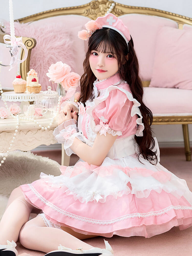 【即日発送】【iLiFE!真守みゅう着用】エーテルトーンリボンナース《ハロウィンコスプレ14点セット》【Malymoon/マリームーン】【CS26063-3】