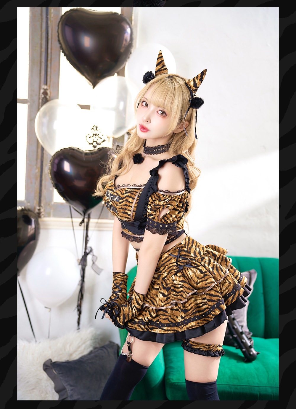 【即日発送】スタッズフレア鬼ガールセットアップ《オリジナルコスプレ8点セット》【Malymoon/マリームーン】【10215】