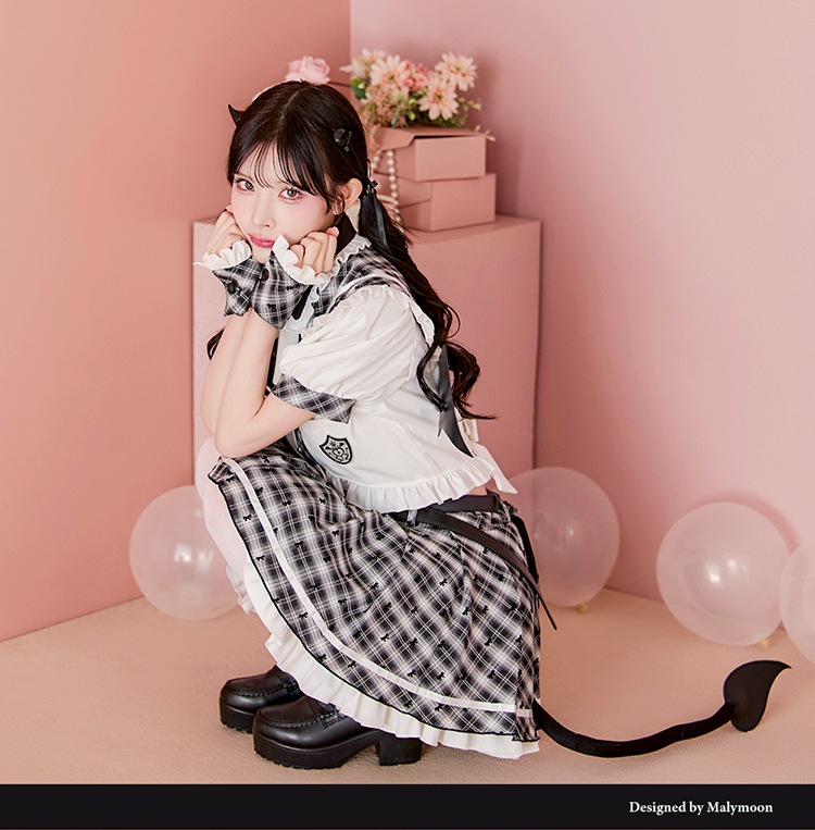 【即日発送】デビルチャームフリルセーラー《ハロウィンコスプレ9点セット》【Malymoon/マリームーン】【CS25117】
