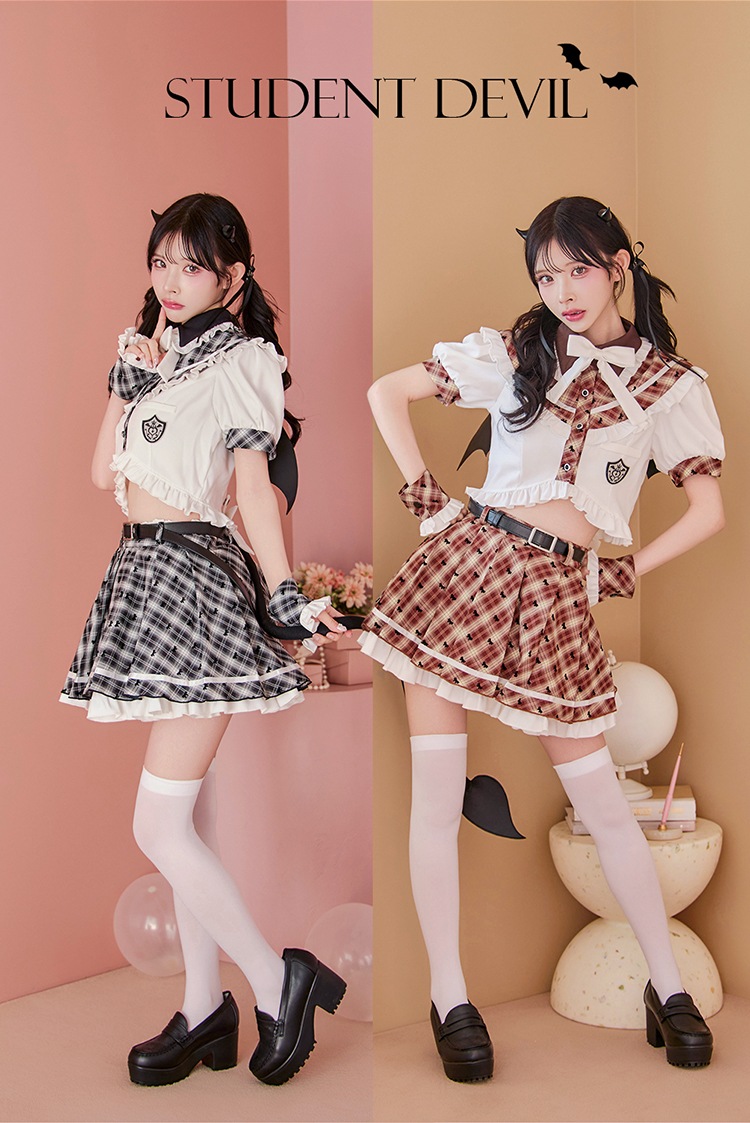 【即日発送】デビルチャームフリルセーラー《ハロウィンコスプレ9点セット》【Malymoon/マリームーン】【CS25117】