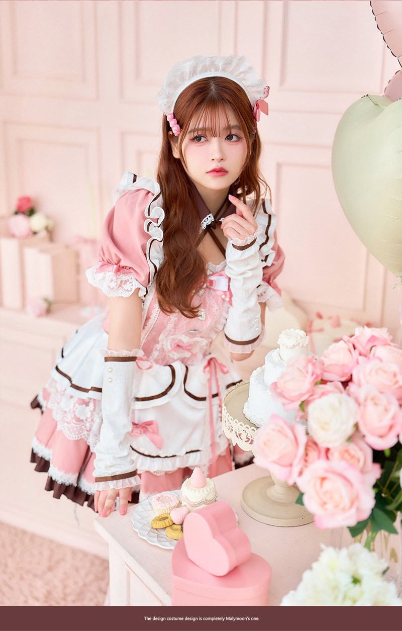 【即日発送】【景井ひな着用】ブーケリボンジュエルピンクメイド《バレンタインコスプレ11点セット》【Malymoon/マリームーン】【CS25156】