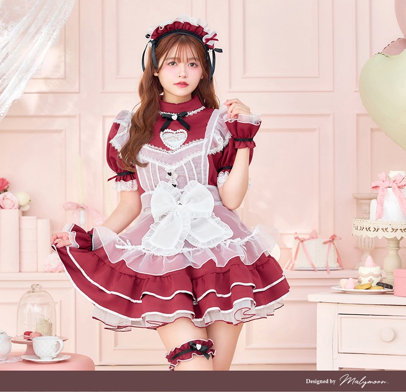 【即日発送】【景井ひな着用】バレンタインハートホワイトチュールメイド《バレンタインコスプレ9点セット》【Malymoon/マリームーン】【CS25158】