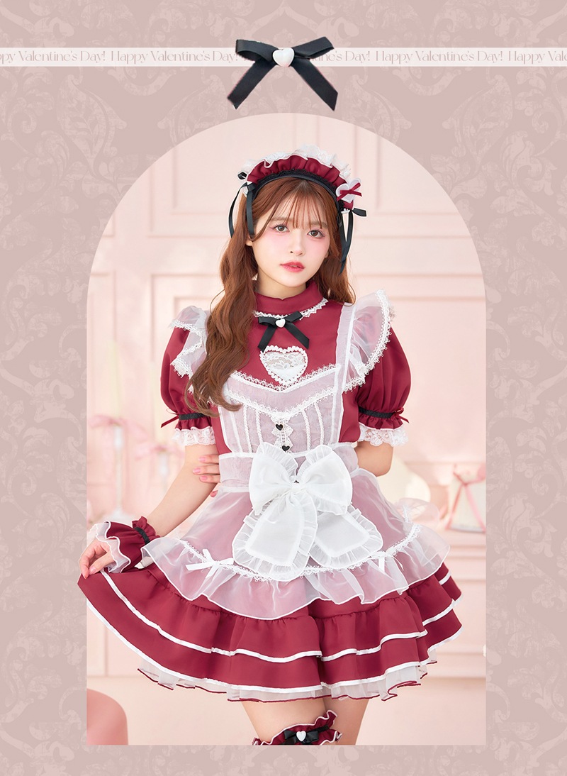 【即日発送】【景井ひな着用】バレンタインハートホワイトチュールメイド《バレンタインコスプレ9点セット》【Malymoon/マリームーン】【CS25158】