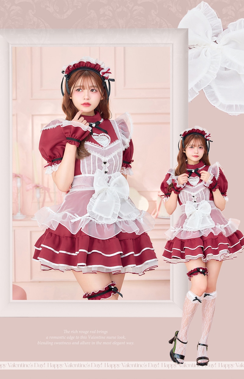 即日発送】【景井ひな着用】バレンタインハートホワイトチュールメイド