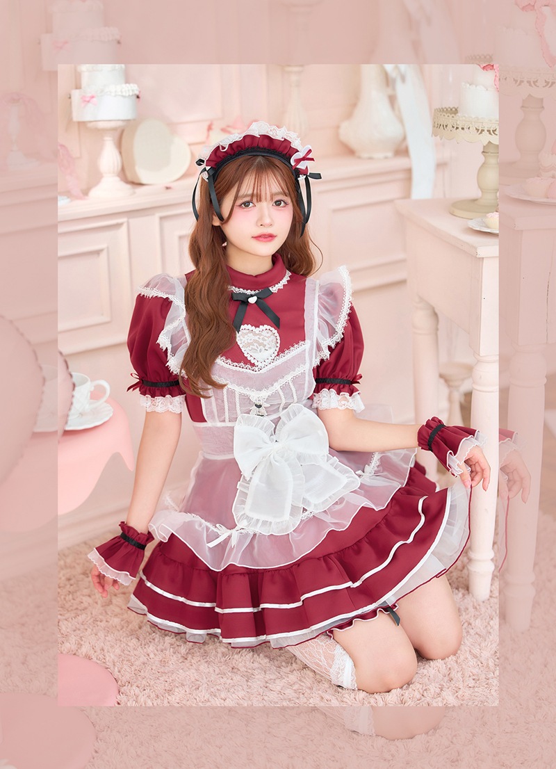 【即日発送】【景井ひな着用】バレンタインハートホワイトチュールメイド《バレンタインコスプレ9点セット》【Malymoon/マリームーン】【CS25158】