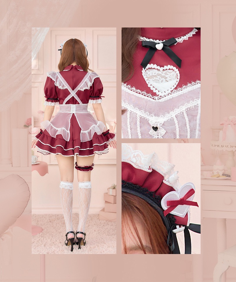 【即日発送】【景井ひな着用】バレンタインハートホワイトチュールメイド《バレンタインコスプレ9点セット》【Malymoon/マリームーン】【CS25158】