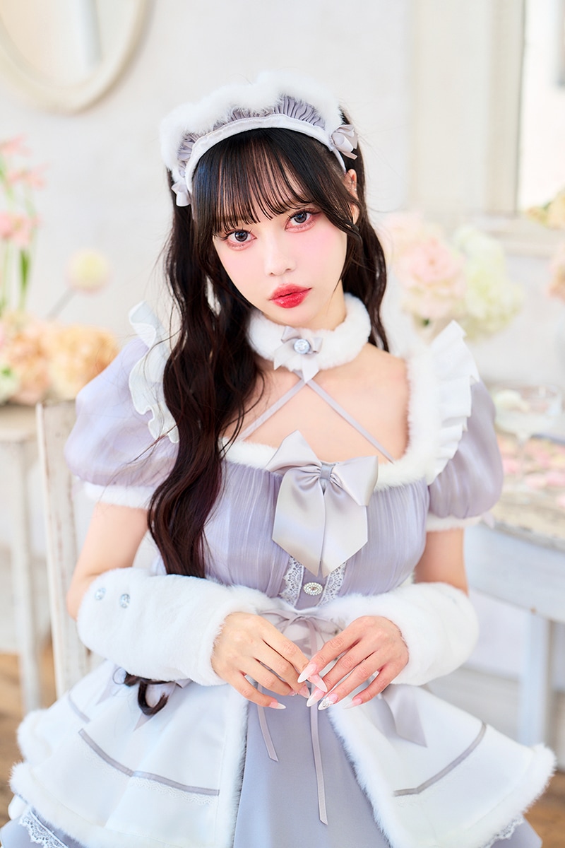 即日発送】【中村里砂着用】パールグレーファーメイド《オリジナル