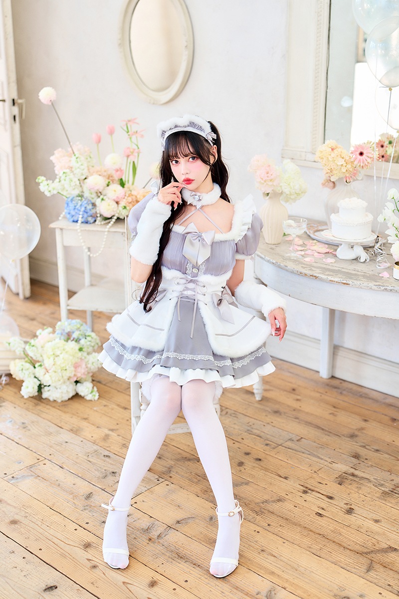 【即日発送】【中村里砂着用】パールグレーファーメイド《オリジナルコスプレ9点セット》【Malymoon/マリームーン】【CS25205】
