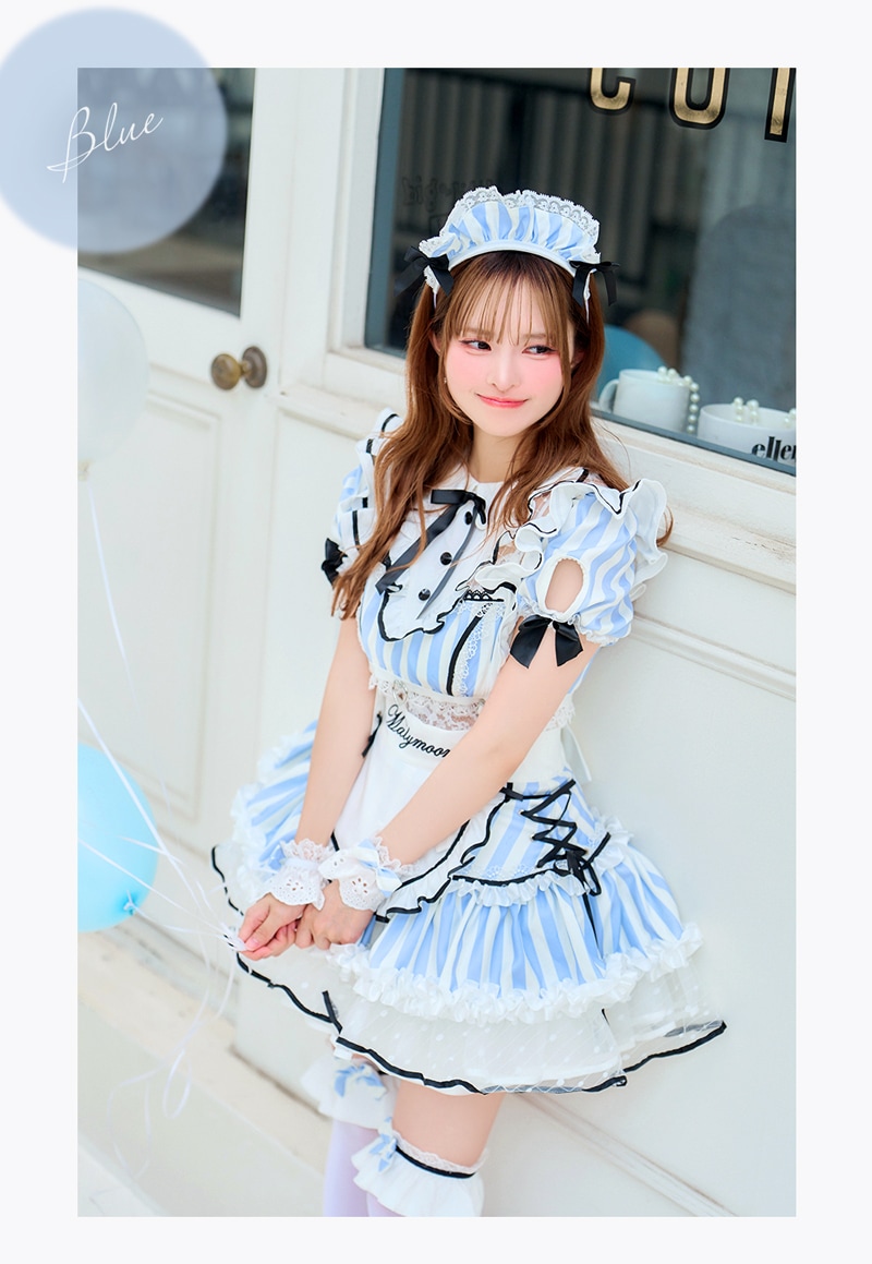 即日発送】【藤咲凪着用】パステルフルールストライプメイド