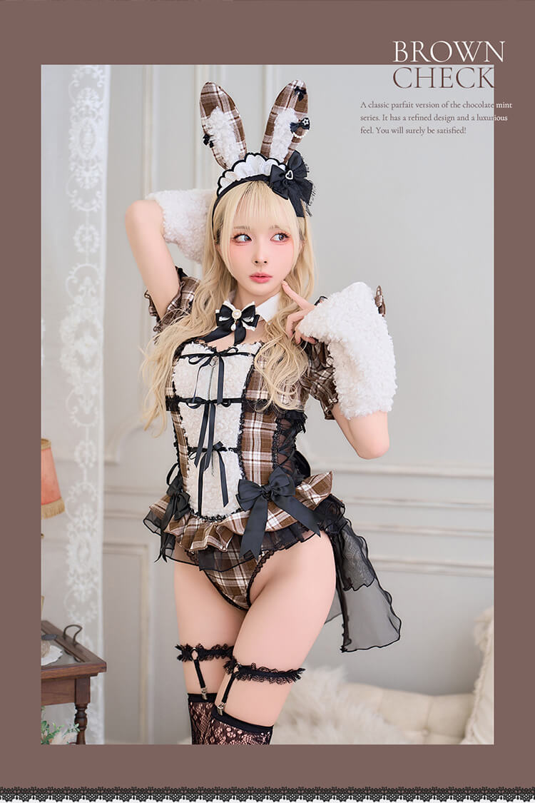 即日発送】レディチェックバニーメイド《ハロウィンコスプレ12点セット