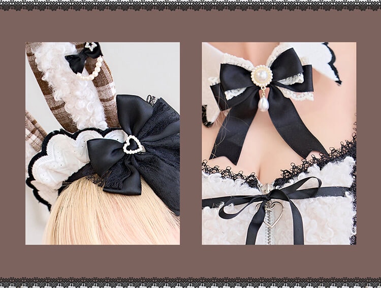 即日発送】レディチェックバニーメイド《ハロウィンコスプレ12点セット