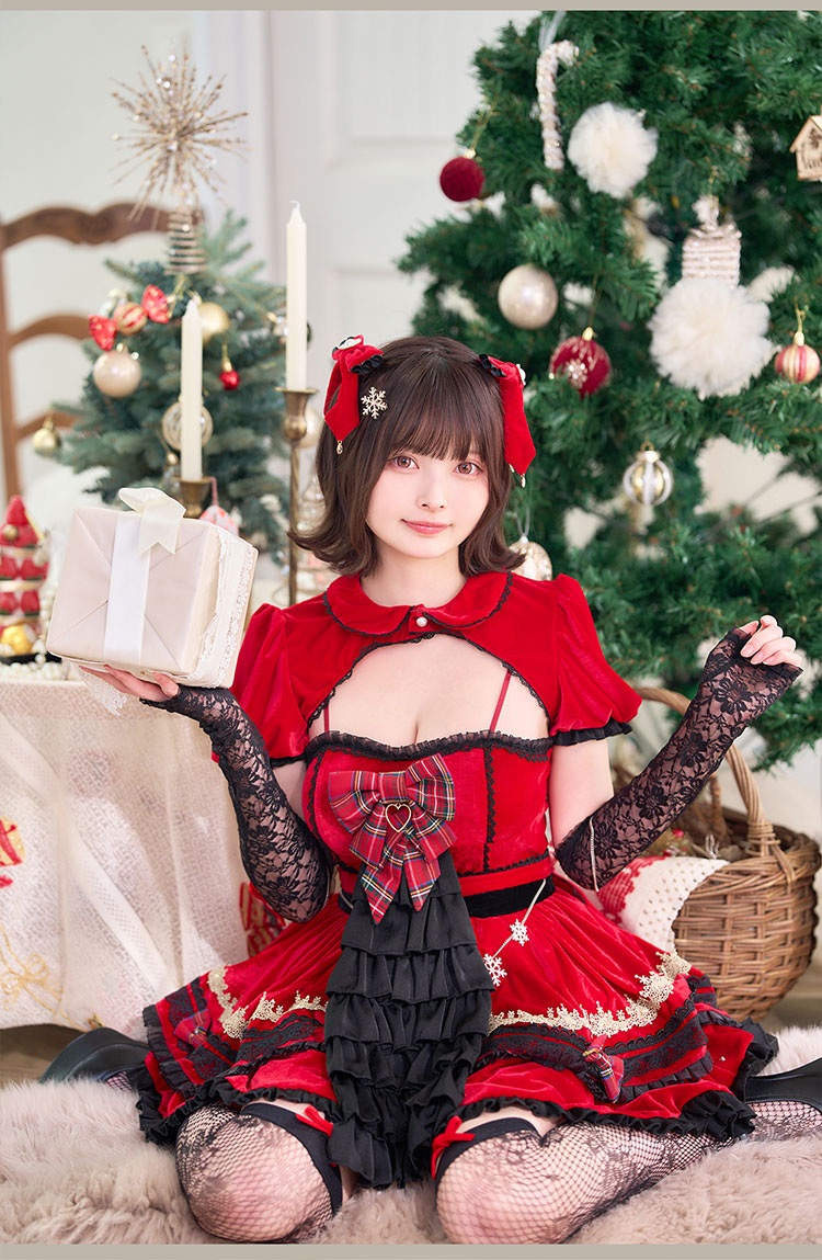 【1～3営業日で発送】【すずらコラボ】スノーブルームベルベットサンタ《オリジナルコスプレ7点セット》【Malymoon/マリームーン】【CS25195】