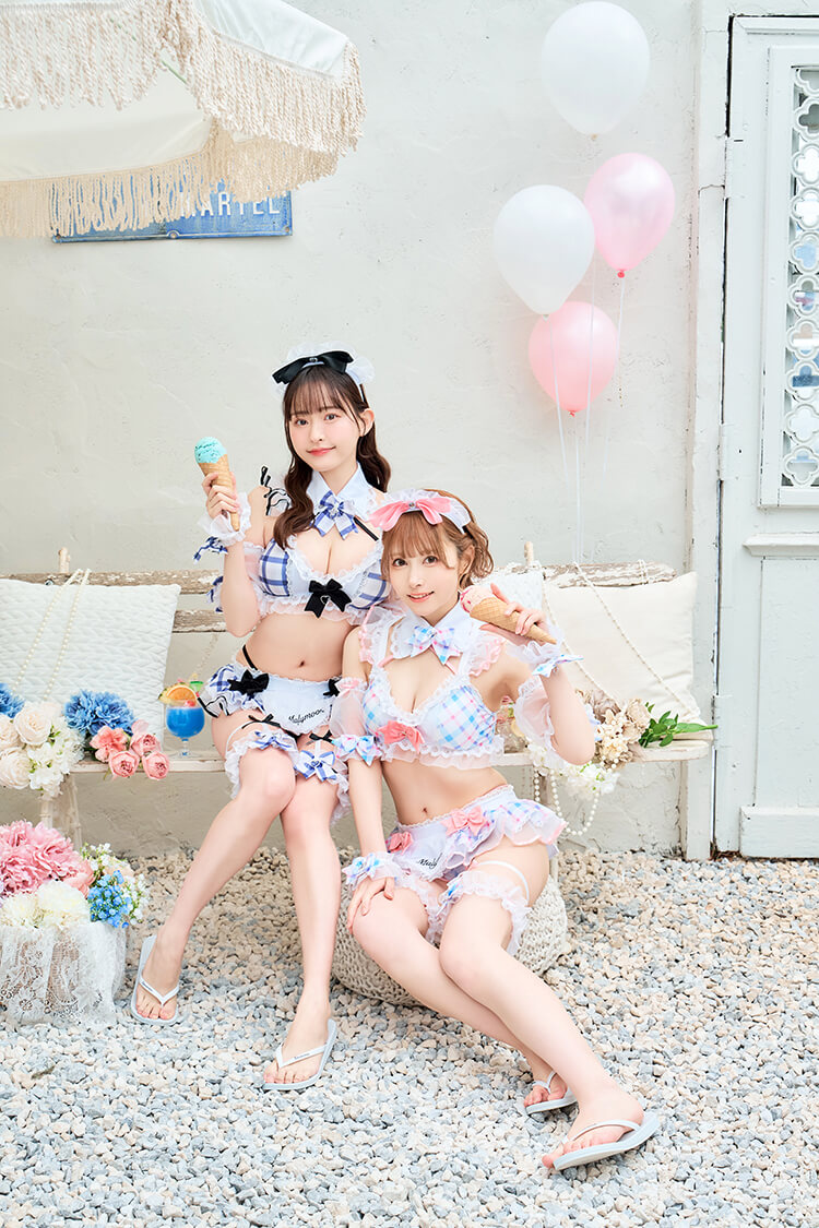 【即日発送】フリルチェックアラモードビキニ《レディース水着11点セット》【Malymoon/マリームーン】【SW25001】