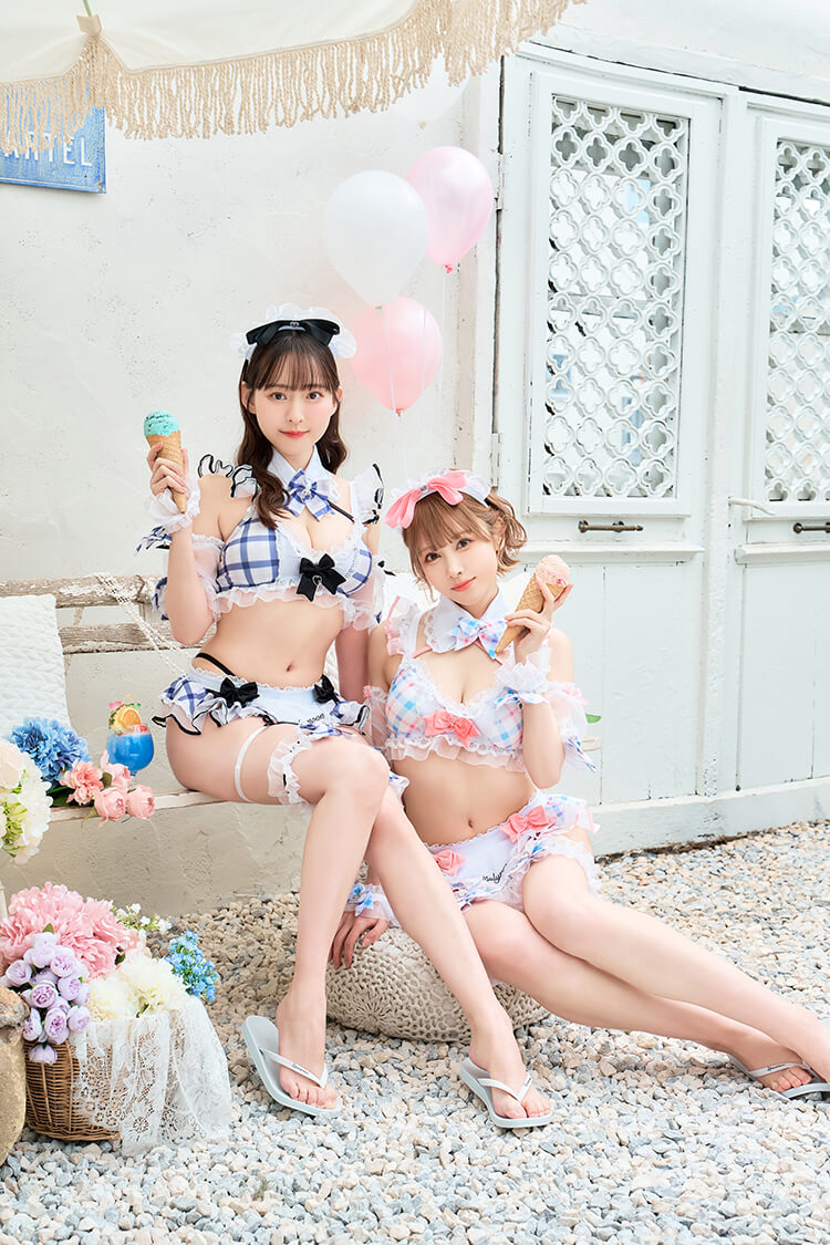 【即日発送】フリルチェックアラモードビキニ《レディース水着11点セット》【Malymoon/マリームーン】【SW25001】