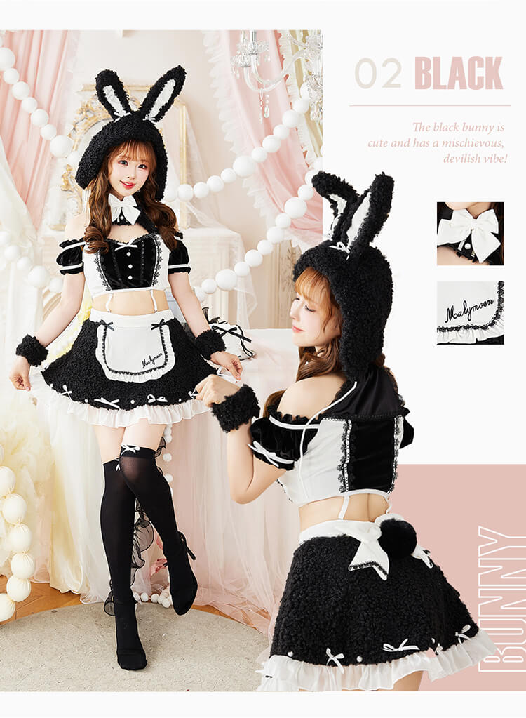 【即日発送】ふわふわホイップバニーメイド《ハロウィンコスプレ8点セット》【vanityME. × Malymoon】【CS25041】