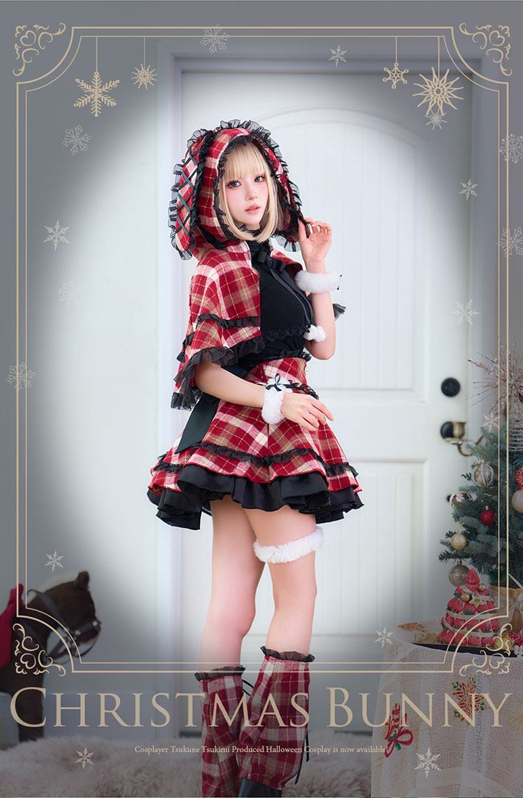 【1～3営業日で発送】【月海つくねコラボ】ホリデーチェックドールバニーサンタ《オリジナルコスプレ7点セット》【Malymoon/マリームーン】【CS25200】