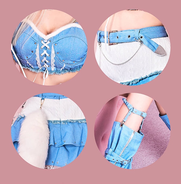 【即日発送】【五木あきらコラボ】シンデレラブルーデニムフォックス《ハロウィンコスプレ9点セット》【Malymoon/マリームーン】【10106】