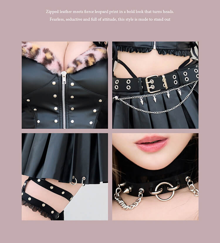 【即日発送】ジップミーレザーレオパード《ハロウィンコスプレ12点セット》【Malymoon/マリームーン】【CS25019】