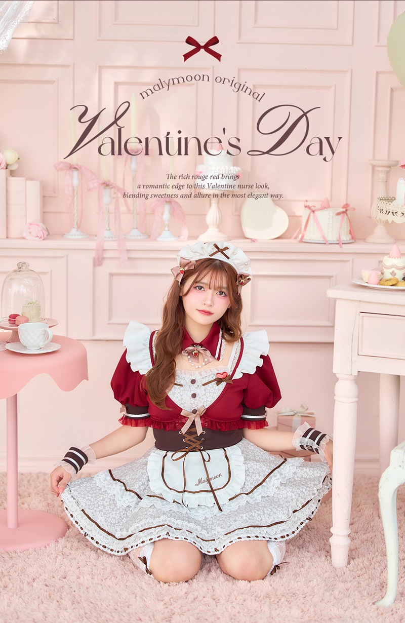 【即日発送】【景井ひな着用】キャンディベリーホイップレースメイド《バレンタインコスプレ13点セット》【Malymoon/マリームーン】【CS25164】