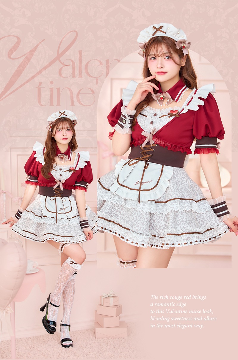【即日発送】【景井ひな着用】キャンディベリーホイップレースメイド《バレンタインコスプレ13点セット》【Malymoon/マリームーン】【CS25164】