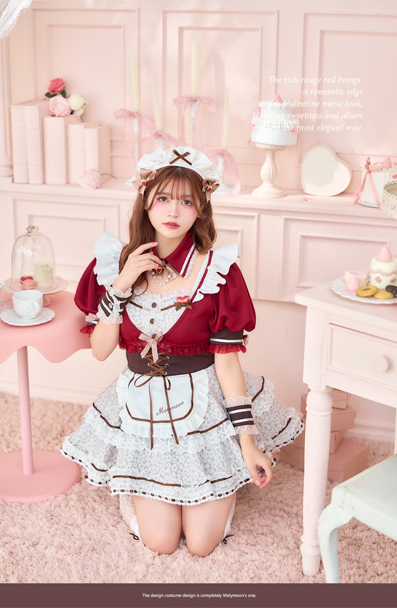 【即日発送】【景井ひな着用】キャンディベリーホイップレースメイド《バレンタインコスプレ13点セット》【Malymoon/マリームーン】【CS25164】