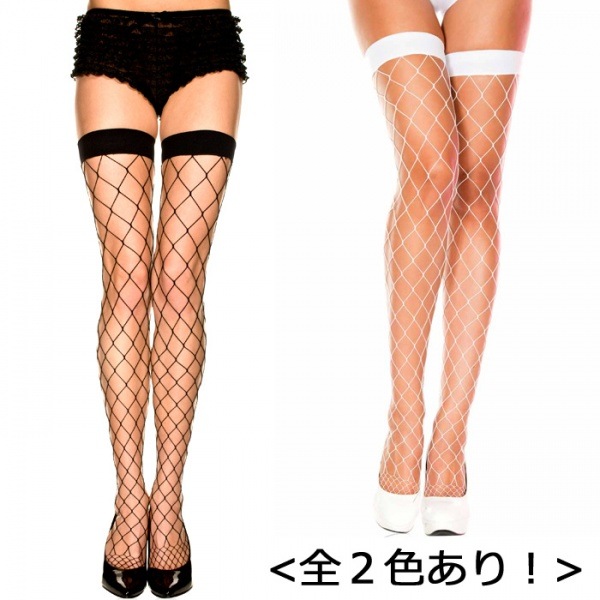 【ネコポス送料無料】ビッグダイアモンドネット タイハイストッキング【4924】【WT】