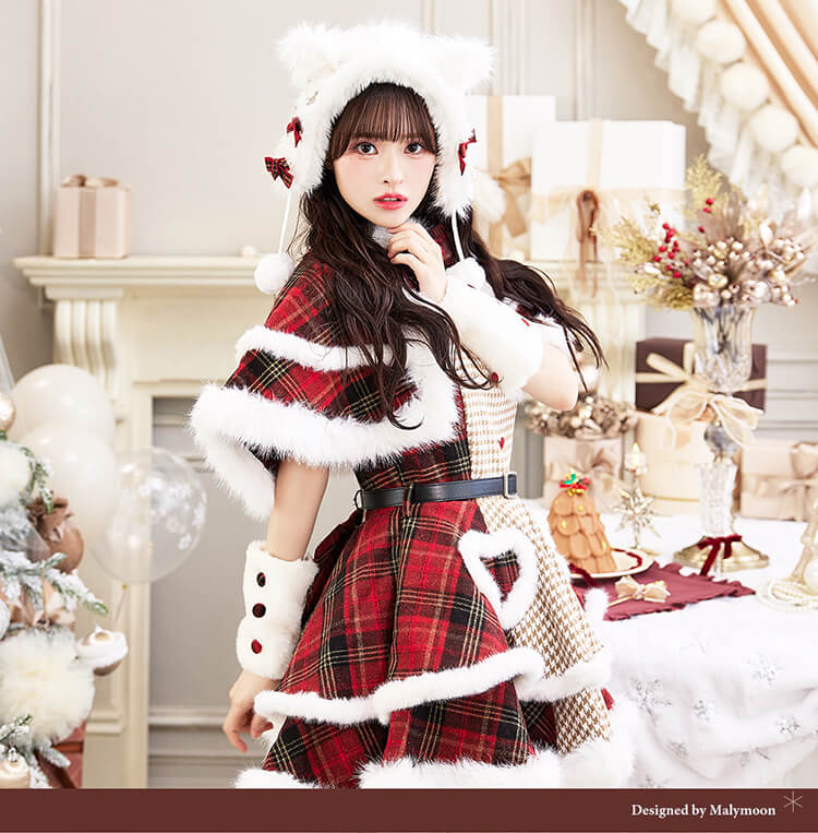 1～3営業日で発送】【藤咲凪着用】ノエルクラシック千鳥キャットサンタ