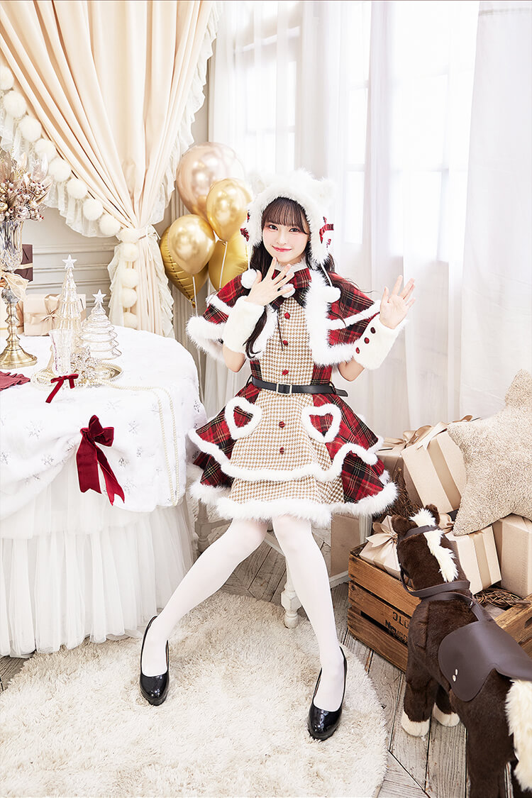 【MLサイズは予約】【藤咲凪着用】ノエルクラシック千鳥キャットサンタ《クリスマスコスプレ9点セット》【Malymoon/マリームーン】【CS25058-2】