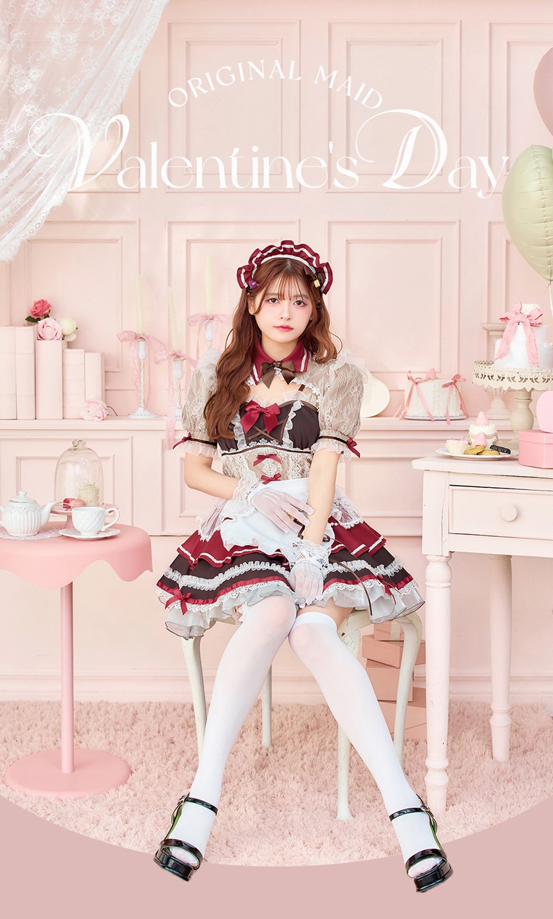 【即日発送】【景井ひな着用】ピュアベリーシアーレースメイド《バレンタインコスプレ12点セット》【Malymoon/マリームーン】【CS25166】