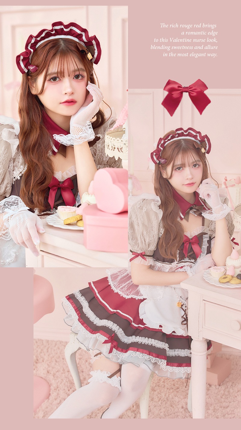 【即日発送】【景井ひな着用】ピュアベリーシアーレースメイド《バレンタインコスプレ12点セット》【Malymoon/マリームーン】【CS25166】