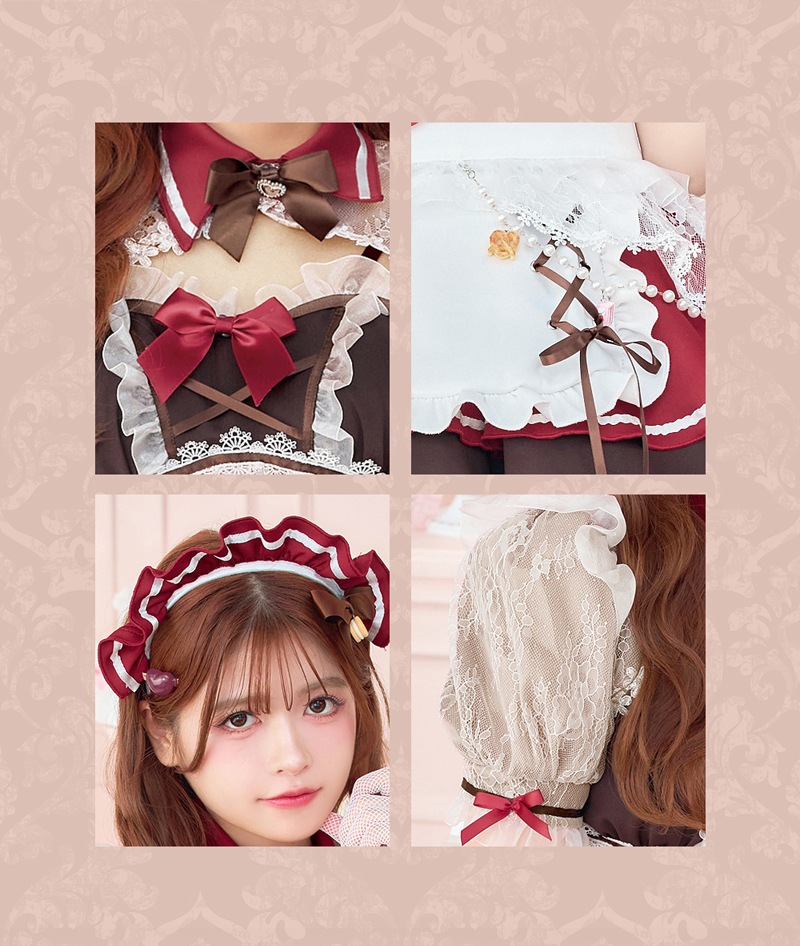 【即日発送】【景井ひな着用】ピュアベリーシアーレースメイド《バレンタインコスプレ12点セット》【Malymoon/マリームーン】【CS25166】