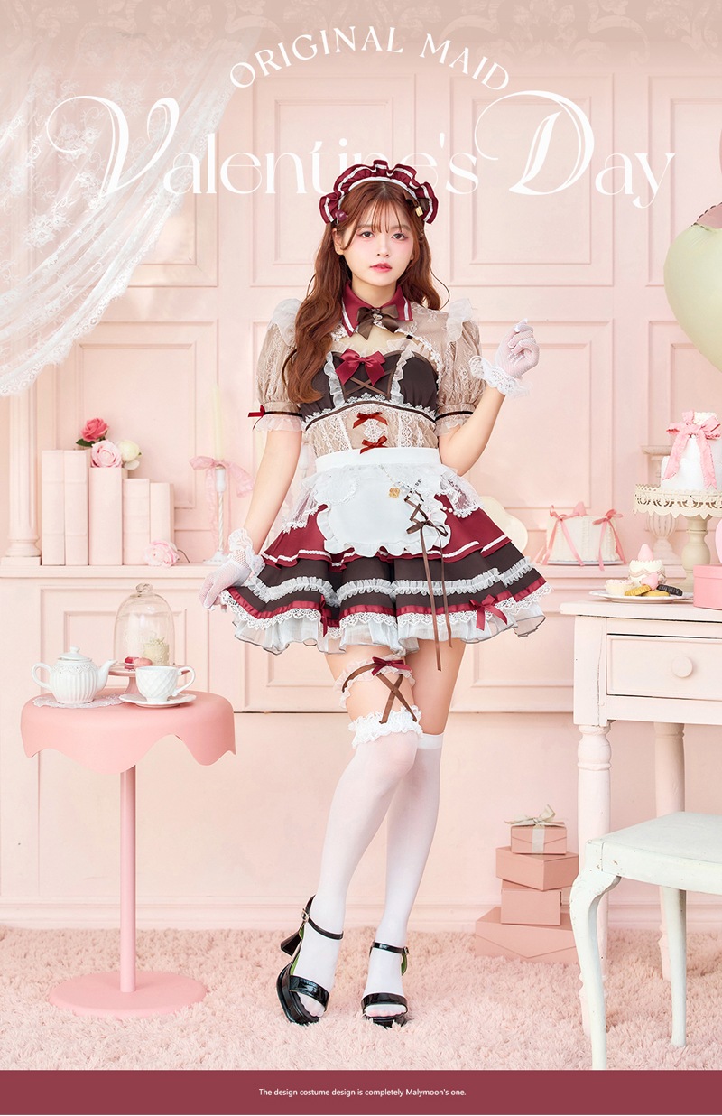 【即日発送】【景井ひな着用】ピュアベリーシアーレースメイド《バレンタインコスプレ12点セット》【Malymoon/マリームーン】【CS25166】