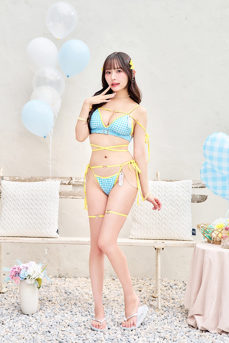 【即日発送】シェリブルー千鳥ラインビキニ《レディース水着8点セット》【Malymoon/マリームーン】【SW25005】