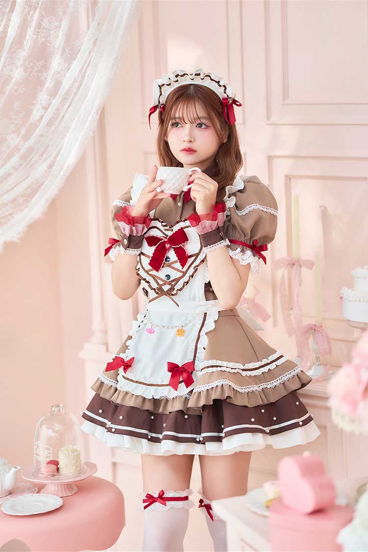 【即日発送】【景井ひな着用】ホイップショコラリボンメイド《バレンタインコスプレ10点セット》【Malymoon/マリームーン】【CS25167】