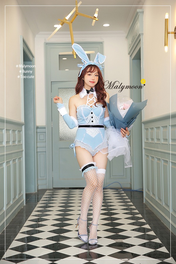 [Same-day shipping] Lace-up bunny 2 colors << Halloween cosplay 9-piece set >>【Malymoon】[s8865]