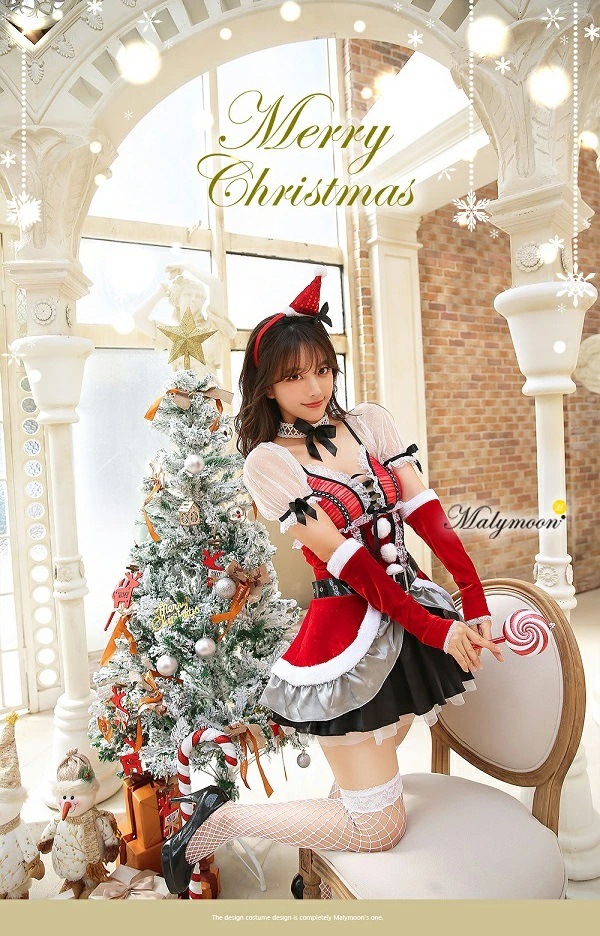 【即日発送】シースルースリーブサンタ《クリスマスコスプレ6点セット》【Malymoon/マリームーン】【s9605】
