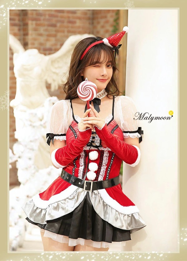 【即日発送】シースルースリーブサンタ《クリスマスコスプレ6点セット》【Malymoon/マリームーン】【s9605】
