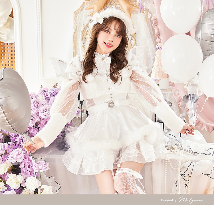 【即日発送】《エンジェル&デビル》ミスティフェザードレス《ハロウィンコスプレ8点セット》【Malymoon/マリームーン】【CS25009】