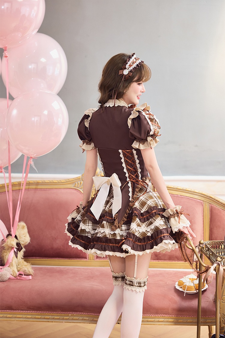 【予約-6月中旬頃より順次発送予定】ノーブルチェックコルセットメイド《オリジナルコスプレ10点セット》【Malymoon/マリームーン】【CS26033】