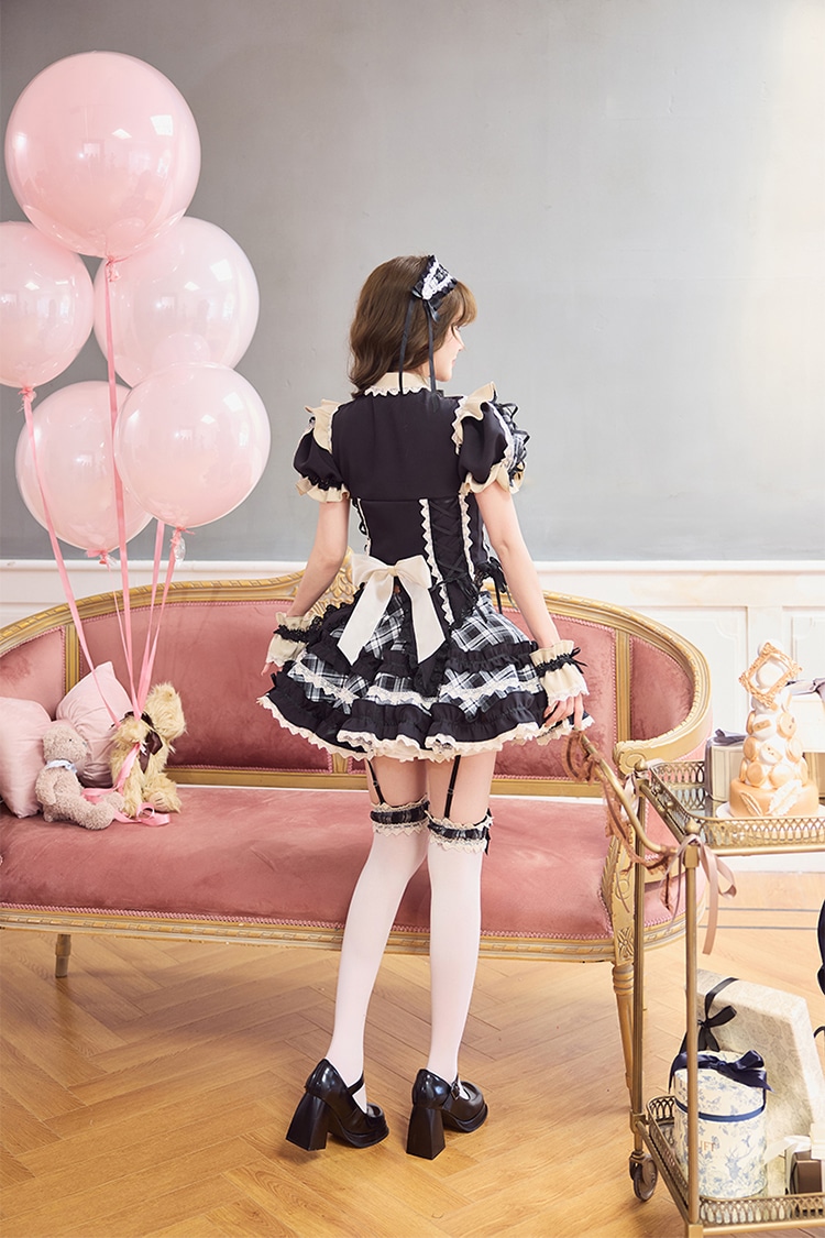 【予約-6月中旬頃より順次発送予定】ノーブルチェックコルセットメイド《オリジナルコスプレ10点セット》【Malymoon/マリームーン】【CS26033】