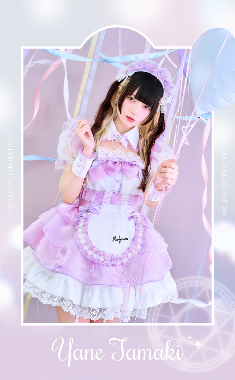 【予約-7月中旬頃より順次発送予定】【きゅるりんってしてみて着用】-魔法少女-ルナパールプティメイド 《オリジナルコスプレ8点セット》【Malymoon/マリームーン】【CS26070】