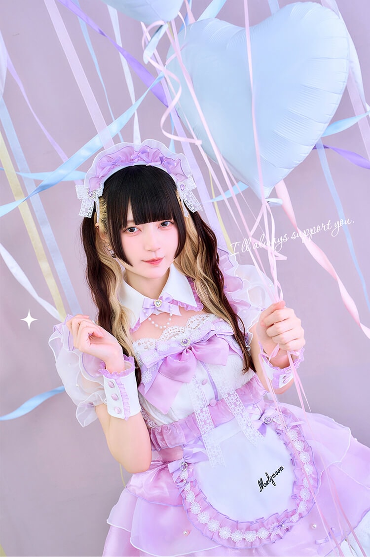 【予約-7月中旬頃より順次発送予定】【きゅるりんってしてみて着用】-魔法少女-ルナパールプティメイド 《オリジナルコスプレ8点セット》【Malymoon/マリームーン】【CS26070】