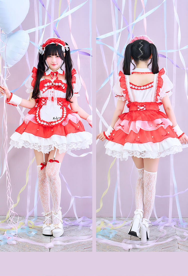 【予約-7月中旬頃より順次発送予定】【きゅるりんってしてみて着用】-魔法少女-ルナパールプティメイド 《オリジナルコスプレ8点セット》【Malymoon/マリームーン】【CS26070】