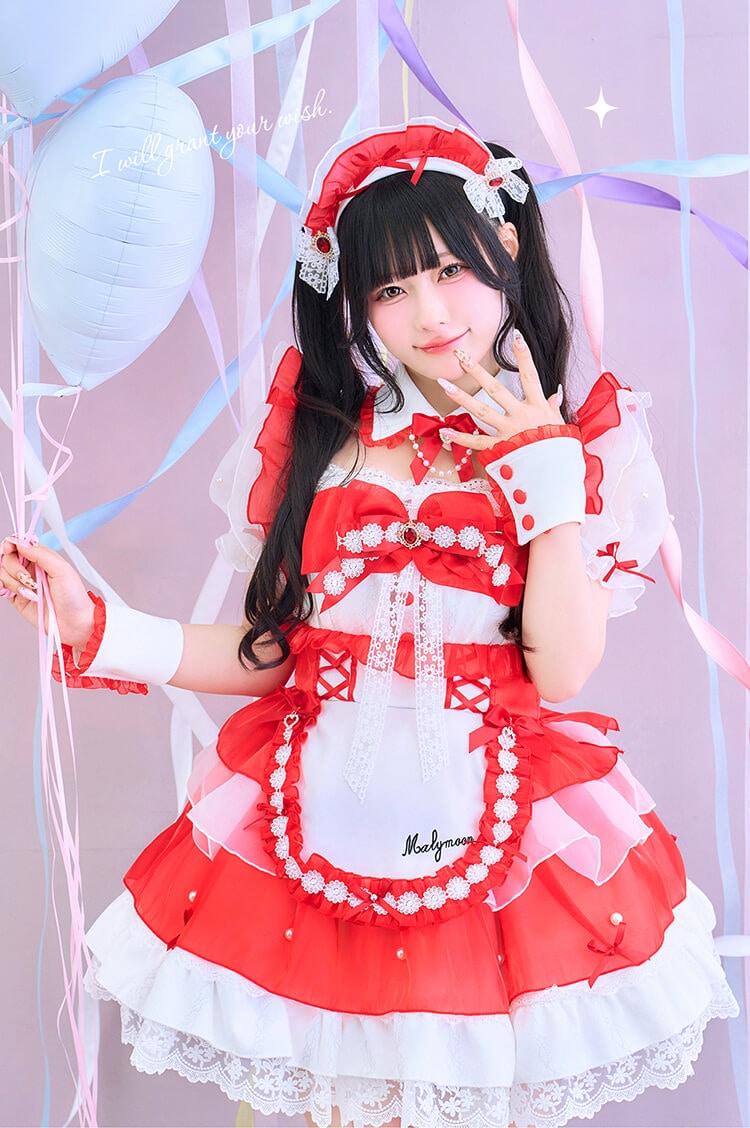 【予約-7月中旬頃より順次発送予定】【きゅるりんってしてみて着用】-魔法少女-ルナパールプティメイド 《オリジナルコスプレ8点セット》【Malymoon/マリームーン】【CS26070】