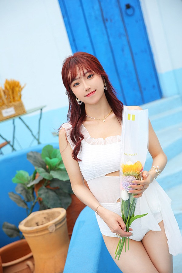 【取り寄せ】ワンショルダーワンピース水着ホワイト《レディース水着1点セット》【4615】