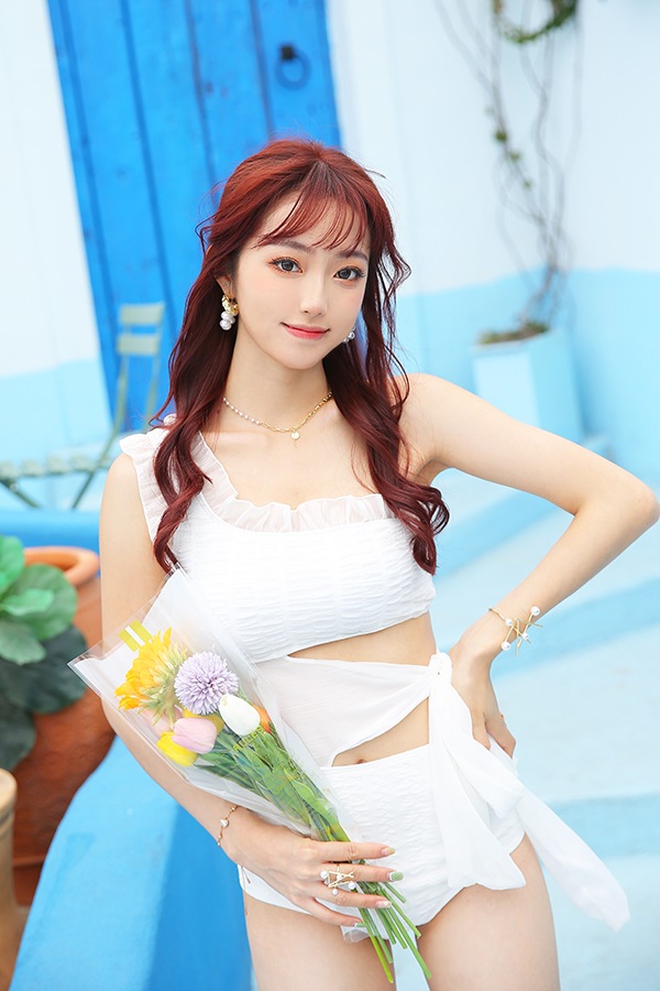 【取り寄せ】ワンショルダーワンピース水着ホワイト《レディース水着1点セット》【4615】