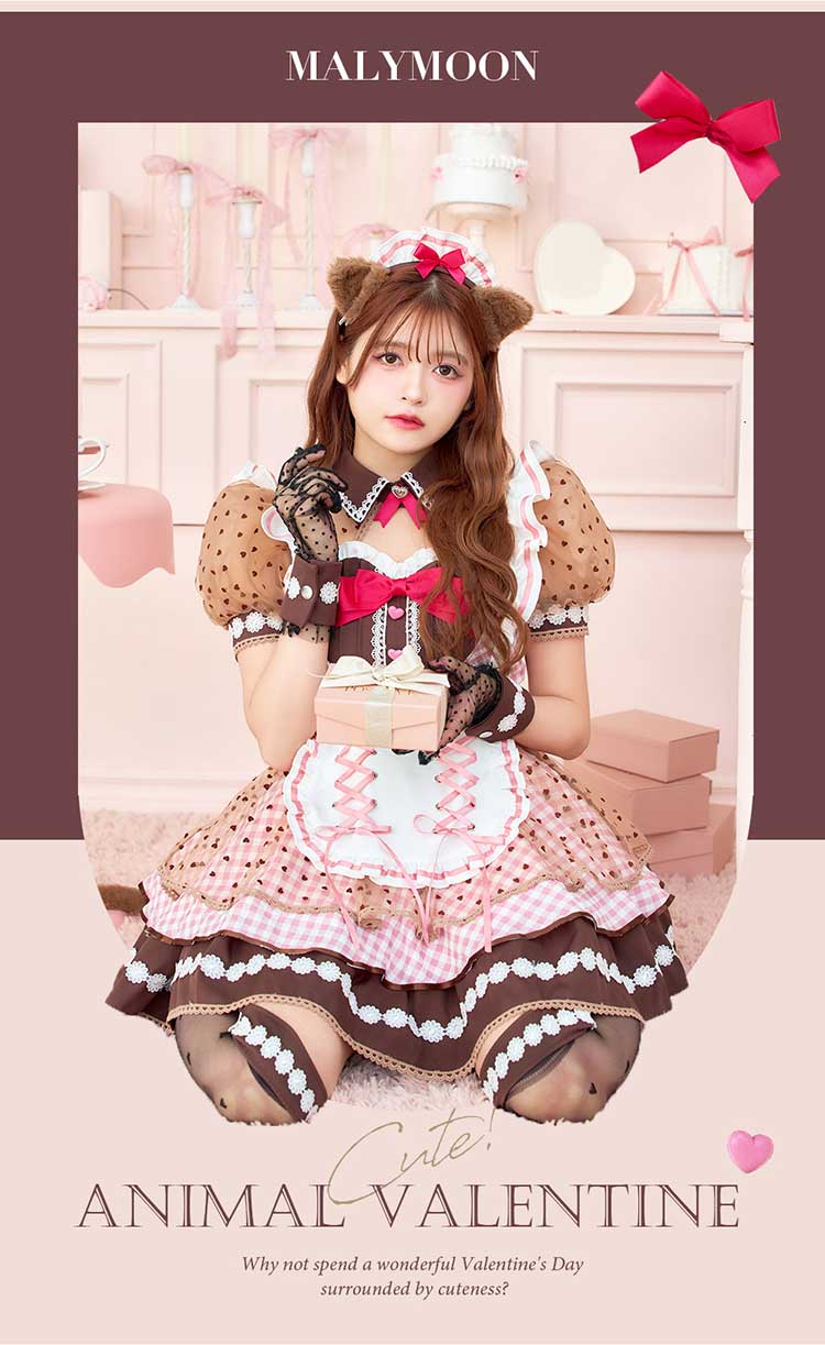 【即日発送】【景井ひな着用】ラブハートブラウニーキャットメイド《バレンタインコスプレ12点セット》【Malymoon/マリームーン】【CS25165】
