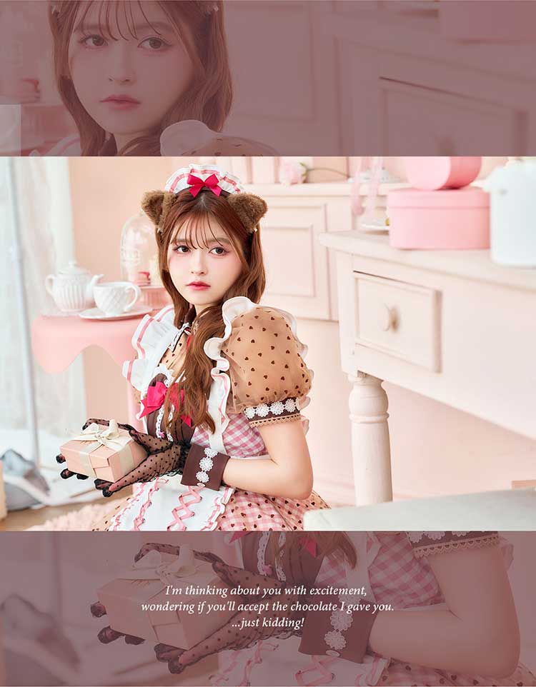 【即日発送】【景井ひな着用】ラブハートブラウニーキャットメイド《バレンタインコスプレ12点セット》【Malymoon/マリームーン】【CS25165】