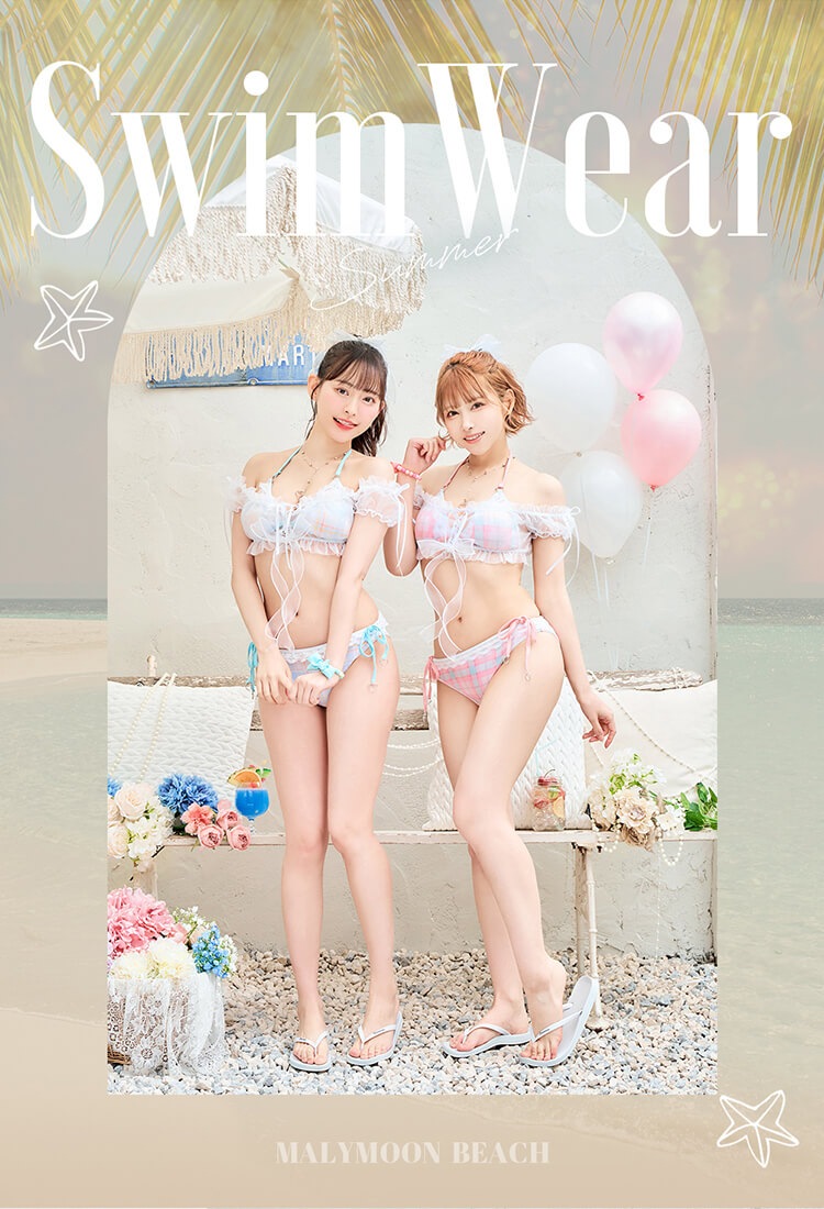 【即日発送】シルキーシャボンチェックビキニ《レディース水着7点セット》【Malymoon/マリームーン】【SW25002】